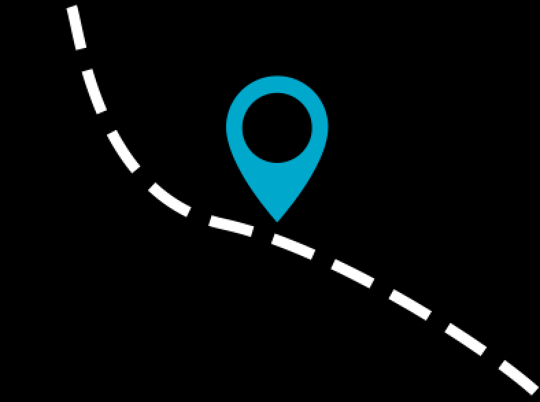 Linha traçejada e indicador de mapa